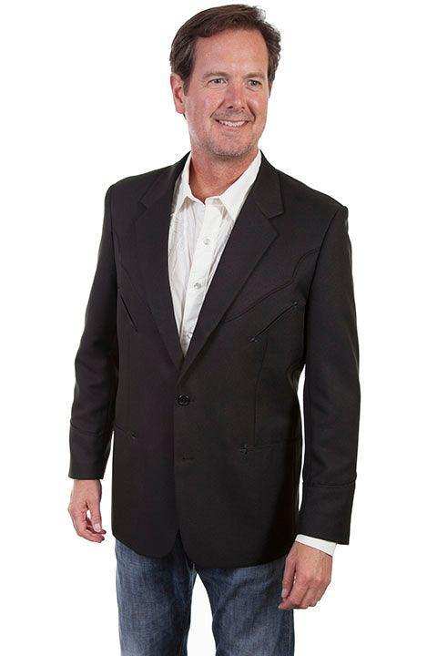 Scully BLACK SOLID BLAZER W/TONAL PIPING - Scully Leather - Flyclothing LLC