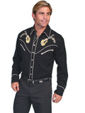 Scully Leather Black Embroidered Rock & Roll Shirt - Scully Leather - Flyclothing LLC