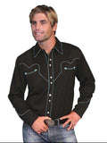 Scully TURQUOISE SOLID SHIRT W/CANDY CANE PIPING - Scully Leather - Flyclothing LLC