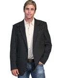 Scully Leather Black Floral Tonal Emb. Mens Blazer Big & Tall - Scully Leather - Flyclothing LLC