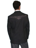 Scully Leather Charcoal Floral Tonal Emb. Mens Blazer Long - Scully Leather - Flyclothing LLC