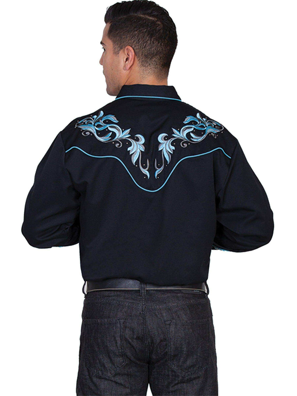 Scully BLACK EMBROIDERED SCROLL W/STUDS - Scully Leather - Flyclothing LLC