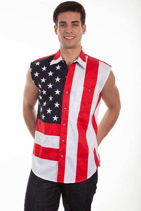 Scully RED FLAG SHIRT CUTOFF SLVS - Scully Leather - Flyclothing LLC