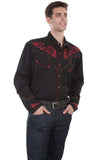 Scully BLACK EMBROIDERED SHIRT W/STUDS & CANDYCANE PIPIN - Scully Leather - Flyclothing LLC