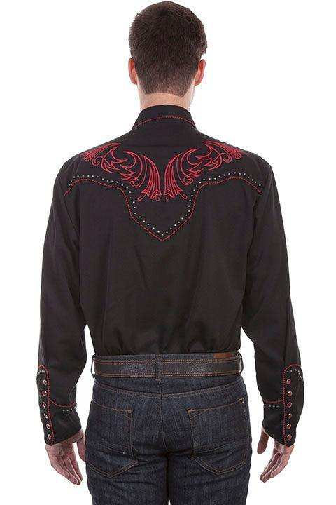 Scully BLACK EMBROIDERED SHIRT W/STUDS & CANDYCANE PIPIN - Scully Leather - Flyclothing LLC
