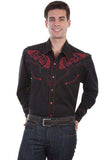 Scully BLACK EMBROIDERED SHIRT W/STUDS & CANDYCANE PIPIN - Scully Leather - Flyclothing LLC