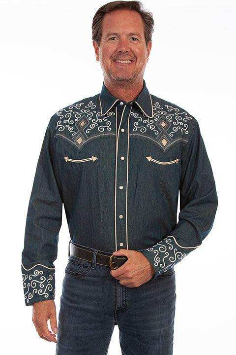 Scully DENIM DIAMOND & SCROLL EMBROIDERED - Scully Leather - Flyclothing LLC