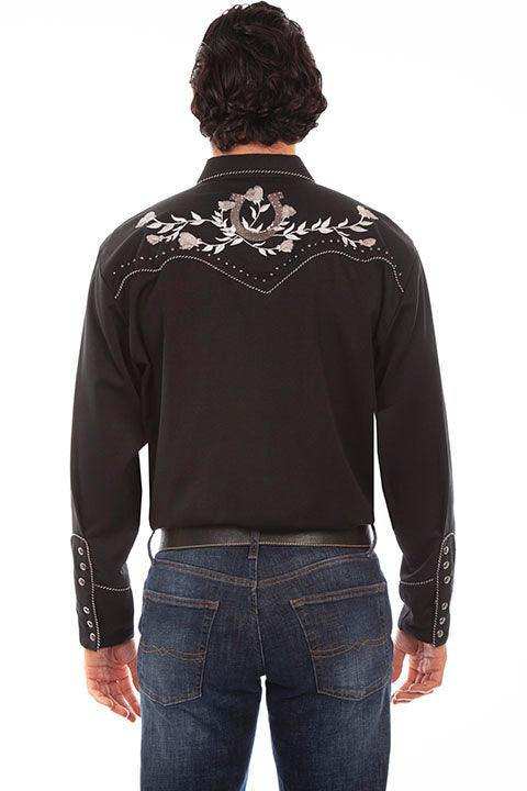 Scully BLACK HORSE SHOES ROSES & STUDS SHIRT - Scully Leather - Flyclothing LLC