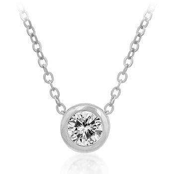 Solitaire Bezel Cubic Zirconia Pendant - JGI - Flyclothing LLC