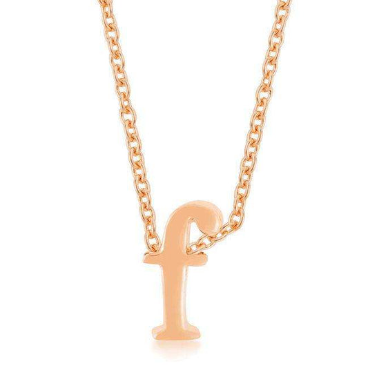 Rose Gold Finish Initial F Pendant - JGI - Flyclothing LLC