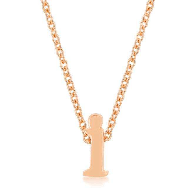 Rose Gold Finish Initial I Pendant - JGI - Flyclothing LLC