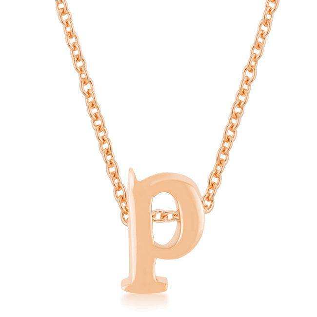 Rose Gold Finish Initial P Pendant - JGI - Flyclothing LLC