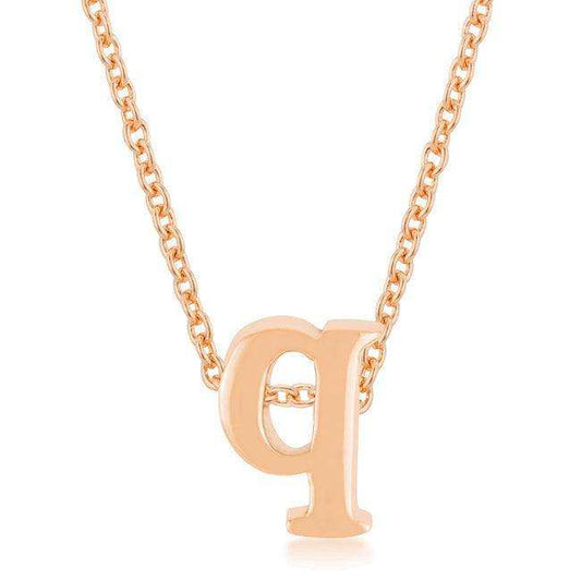 Rose Gold Finish Intiial Q Pendant - JGI - Flyclothing LLC