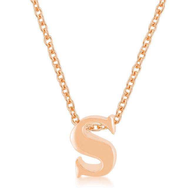 Rose Gold Finish Initial S Pendant - JGI - Flyclothing LLC