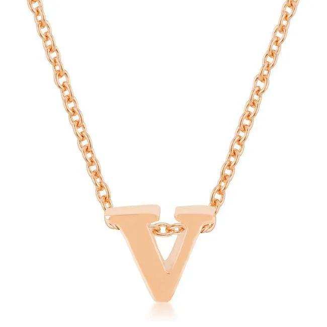 Rose Gold Finish Initial V Pendant - JGI - Flyclothing LLC