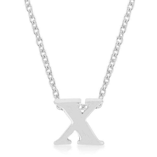 Rhodium Plated Finish Initial X Pendant - JGI - Flyclothing LLC
