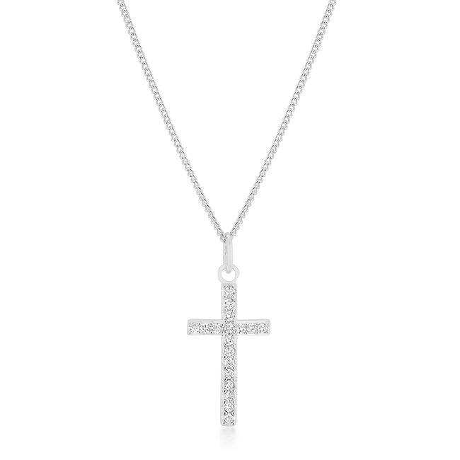 Simple Rhodium Plated Cross Pendant - JGI - Flyclothing LLC