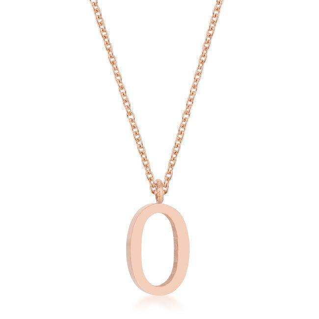 Elaina Rose Gold Stainless Steel O Initial Necklace - JGI - Flyclothing LLC