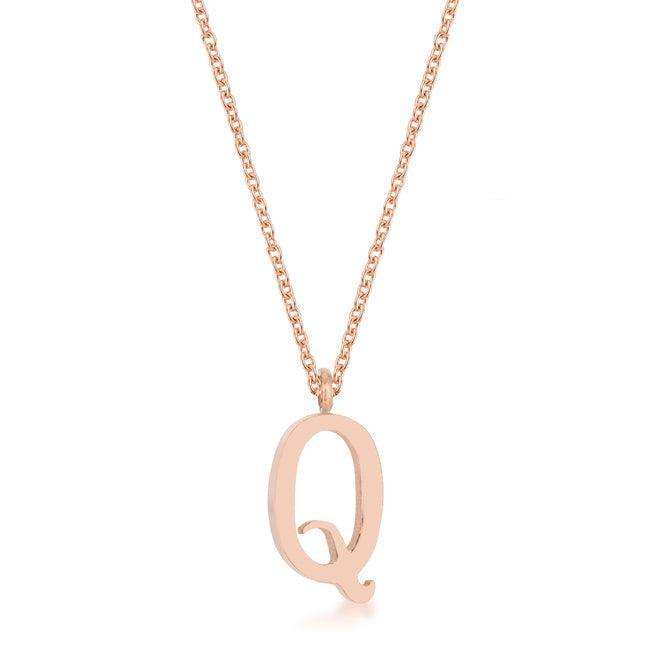 Elaina Rose Gold Stainless Steel Q Initial Necklace - JGI - Flyclothing LLC