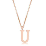 Elaina Rose Gold Stainless Steel U Initial Necklace - JGI - Flyclothing LLC