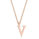 Elaina Rose Gold Stainless Steel V Initial Necklace - JGI - Flyclothing LLC