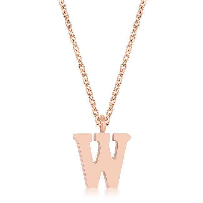 Elaina Rose Gold Stainless Steel W Initial Necklace - JGI - Flyclothing LLC