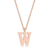 Elaina Rose Gold Stainless Steel W Initial Necklace - JGI - Flyclothing LLC