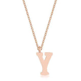 Elaina Rose Gold Stainless Steel Y Initial Necklace - JGI - Flyclothing LLC