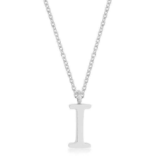 Elaina Rhodium Stainless Steel I Initial Necklace - JGI - Flyclothing LLC