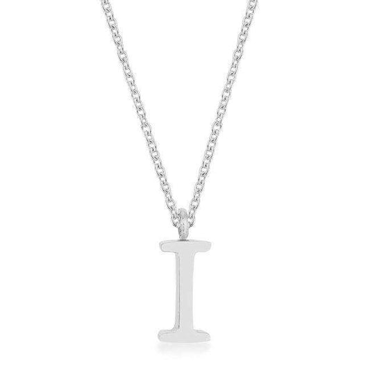 Elaina Rhodium Stainless Steel I Initial Necklace - JGI - Flyclothing LLC