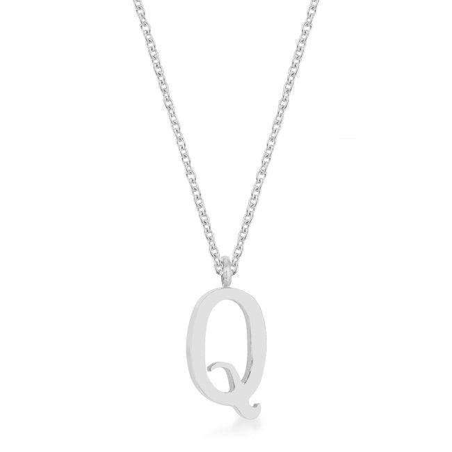 Elaina Rhodium Stainless Steel Q Initial Necklace - JGI - Flyclothing LLC