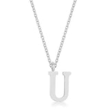 Elaina Rhodium Stainless Steel U Initial Necklace - JGI - Flyclothing LLC