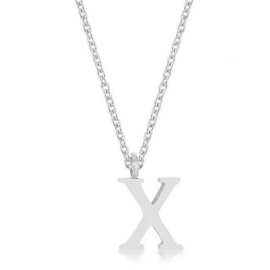 Elaina Rhodium Stainless Steel X Initial Necklace - JGI - Flyclothing LLC