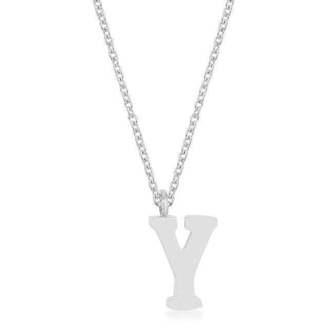 Elaina Rhodium Stainless Steel Y Initial Necklace - JGI - Flyclothing LLC