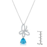 Claudia 2.3ct Aqua CZ Rhodium Butterfly Drop Necklace - JGI - Flyclothing LLC