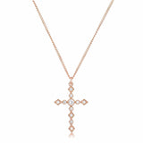 Dainty Art Deco Rose Gold Plated Clear CZ Cross Pendant - JGI - Flyclothing LLC