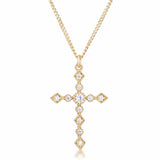 Dainty Art Deco Gold Plated Clear CZ Cross Pendant - JGI - Flyclothing LLC