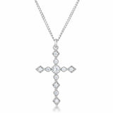 Dainty Art Deco Rhodium Plated Clear CZ Cross Pendant - JGI - Flyclothing LLC