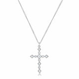 Dainty Art Deco Rhodium Plated Clear CZ Cross Pendant - JGI - Flyclothing LLC