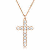 Micro Beaded Rose Gold Plated Clear CZ Cross Pendant - JGI - Flyclothing LLC