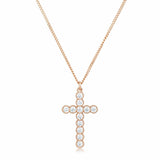 Micro Beaded Rose Gold Plated Clear CZ Cross Pendant - JGI - Flyclothing LLC