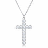 Micro Beaded Rhodium Plated Clear CZ Cross Pendant - JGI - Flyclothing LLC