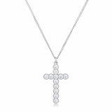 Micro Beaded Rhodium Plated Clear CZ Cross Pendant - JGI - Flyclothing LLC