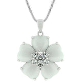 White Cats Eye Cubic Zirconia Flower Pendant - JGI - Flyclothing LLC