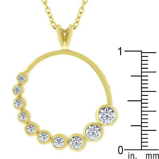 Golden Graduated Cubic Zirconia Circle Pendant - JGI - Flyclothing LLC