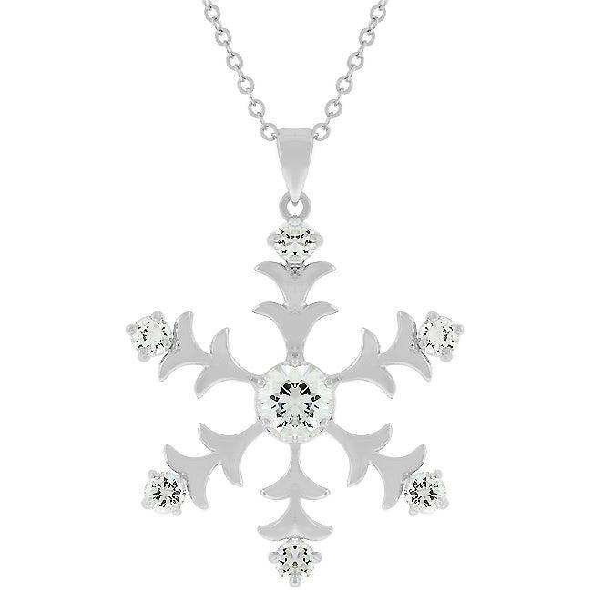 Rhodium Plated Snowflake Pendant - JGI - Flyclothing LLC