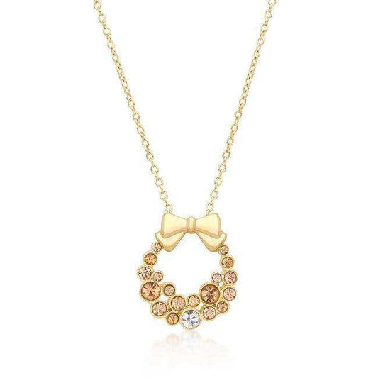 Holiday Wreath Champagne Crystal Pendant - JGI - Flyclothing LLC