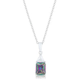 Classic Mystic Cubic Zirconia Rhodium Drop Necklace - JGI - Flyclothing LLC