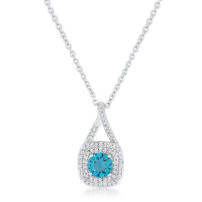 Christal 1.2ct Aqua CZ Rhodium Classic Necklace - JGI - Flyclothing LLC