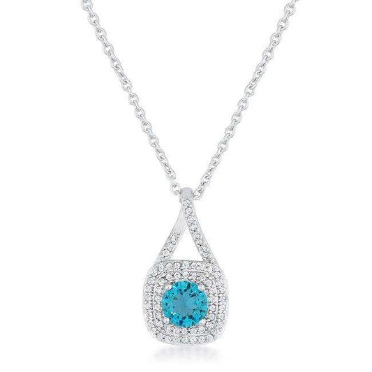 Christal 1.2ct Aqua CZ Rhodium Classic Necklace - JGI - Flyclothing LLC